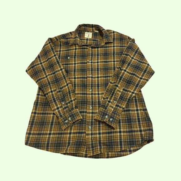 RedHead Plaid Flannel Shirt, Mustard/Brown/Grey, Size XL, 100% Cotton - Picture 1 of 3